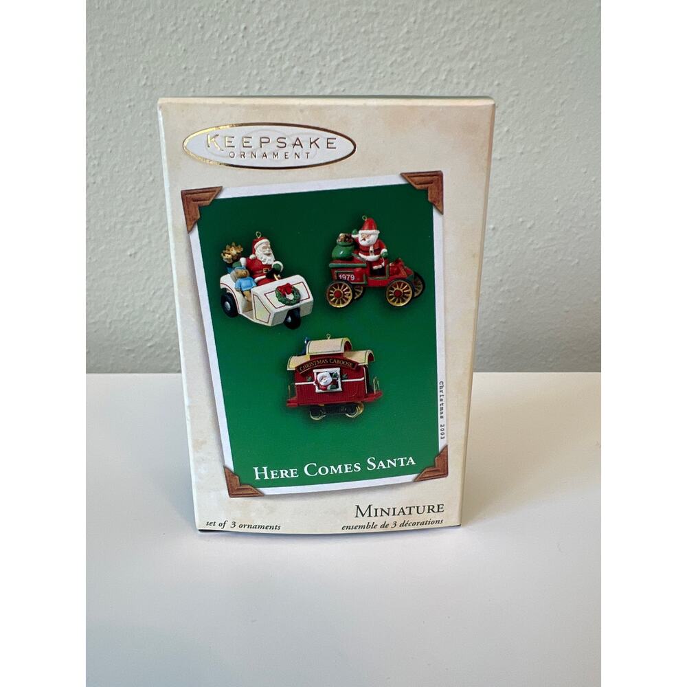 Hallmark Keepsake Ornament Here Comes Santa Set of 3 Miniatures 2003